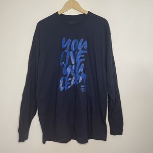Alanis Morisette Long Sleeve Tee You Live You Learn Size XL Navy Blue